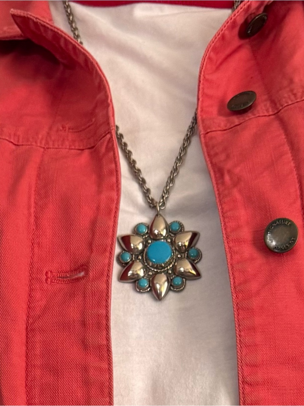 Sunburst Pendant Necklace - Silver-Tone.
Vintage